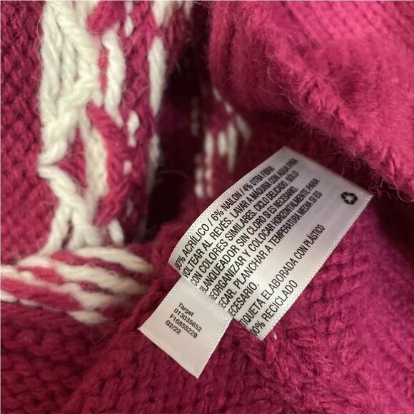 UNIVERSAL THREAD Crop Sweater Women Magenta Knit Mock Neck Gran Fair Isle L Geo - Picture 15 of 16